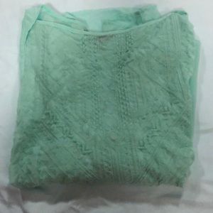 Mint blouse - embroidery on front and sleeves